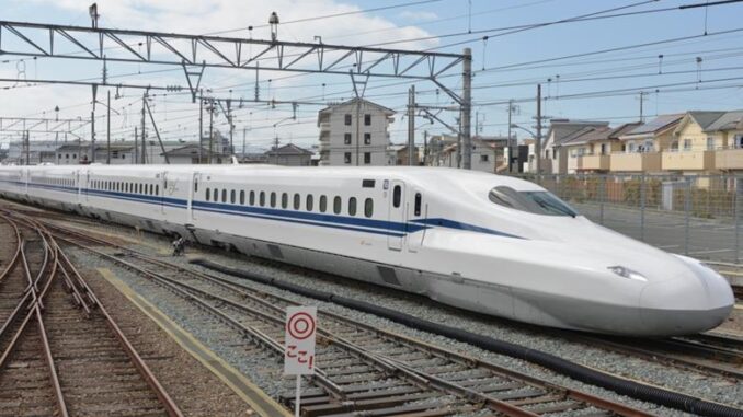 a white train on the tracks